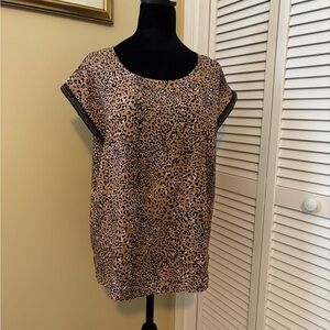 Hem & Thread Brown and Tan Cap Sleeve Blouse